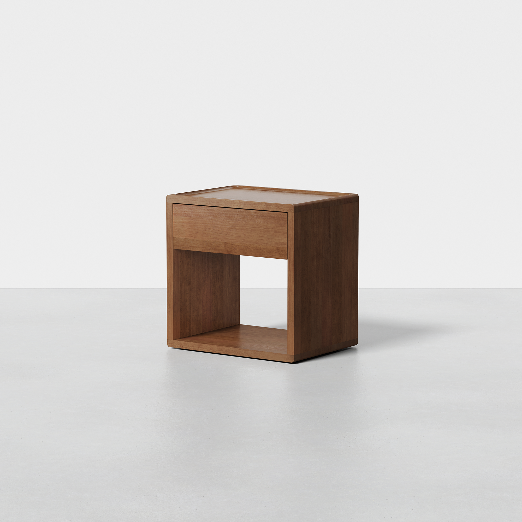 PDP Image: The Nightstand (Walnut) - Render - Side, Angled