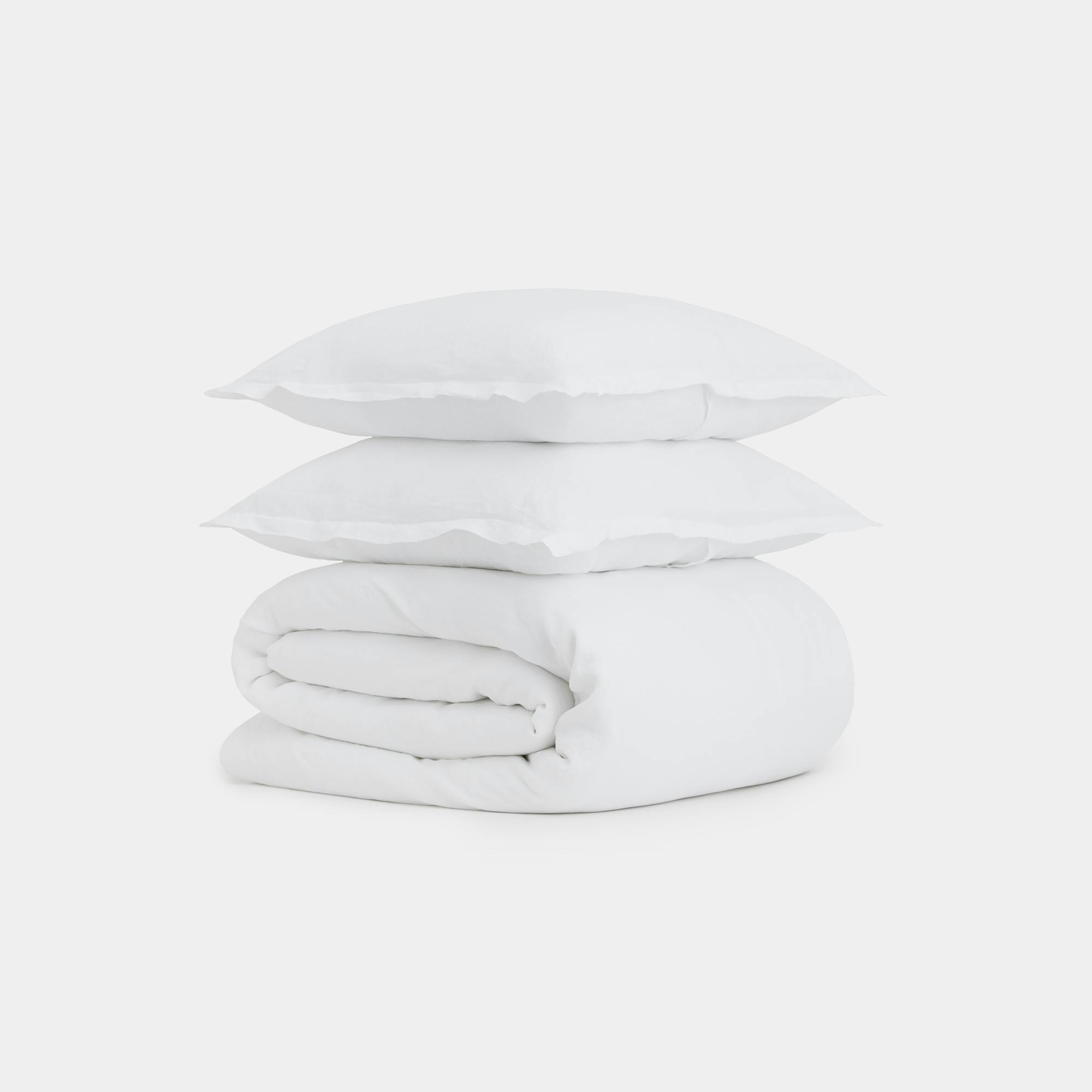 Cotton Percale Duvet Cover Set (White) - Stacked