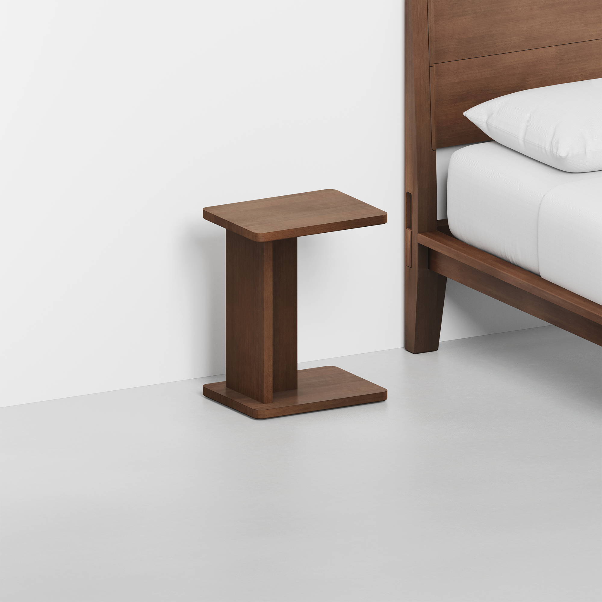 C Side Table (Walnut) - Render - With Bed Angled