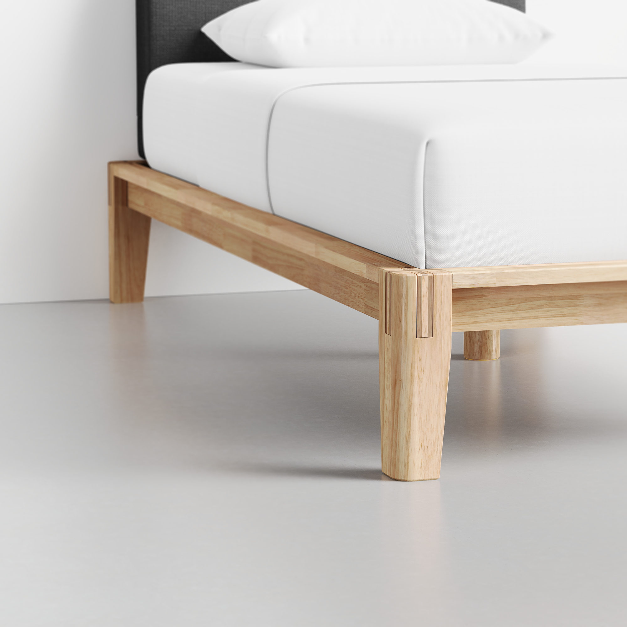 The Bed (Twin / Natural / Dark Charcoal) - Render - Foot Detail