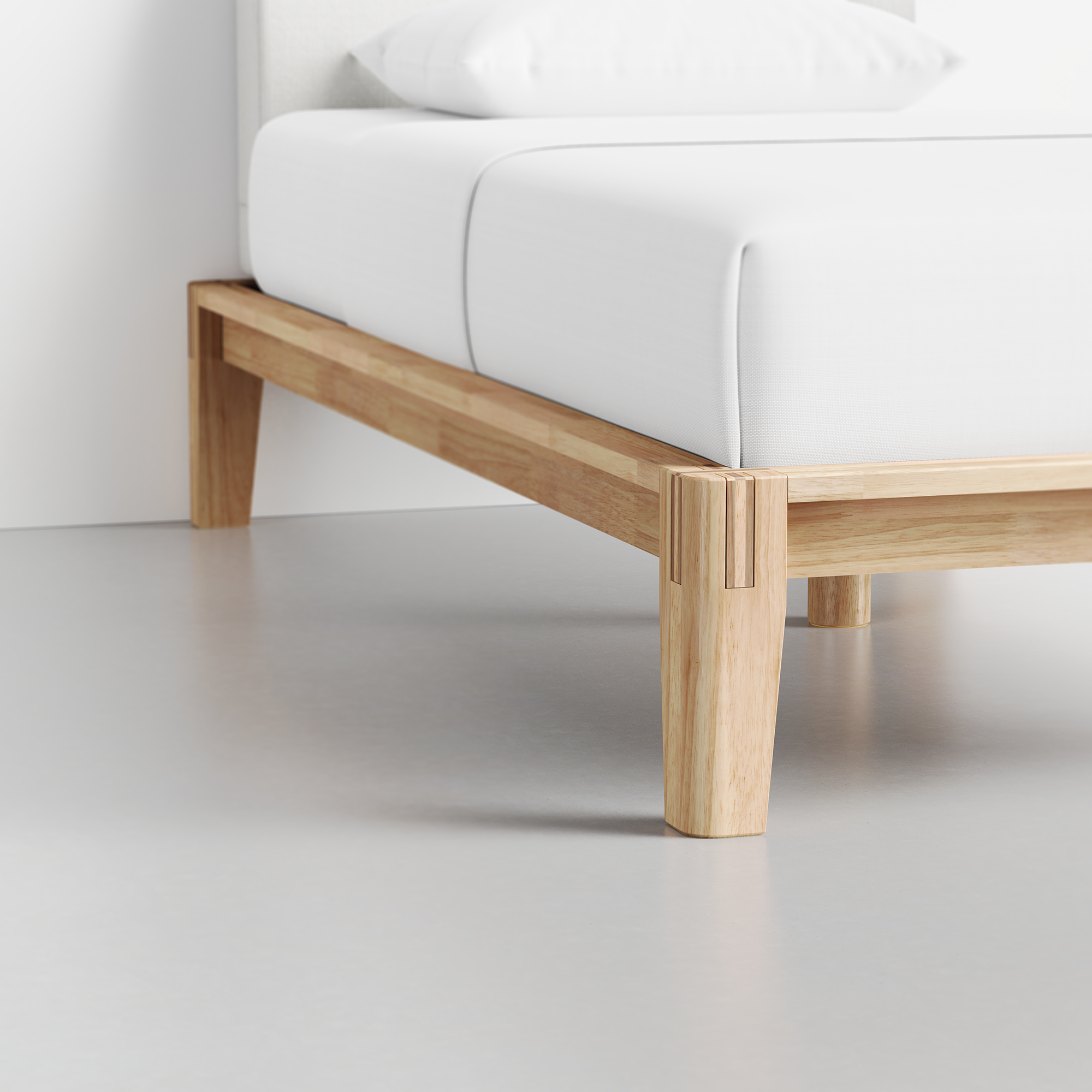 The Bed (Twin / Natural / Light Linen) - Render - Foot Detail