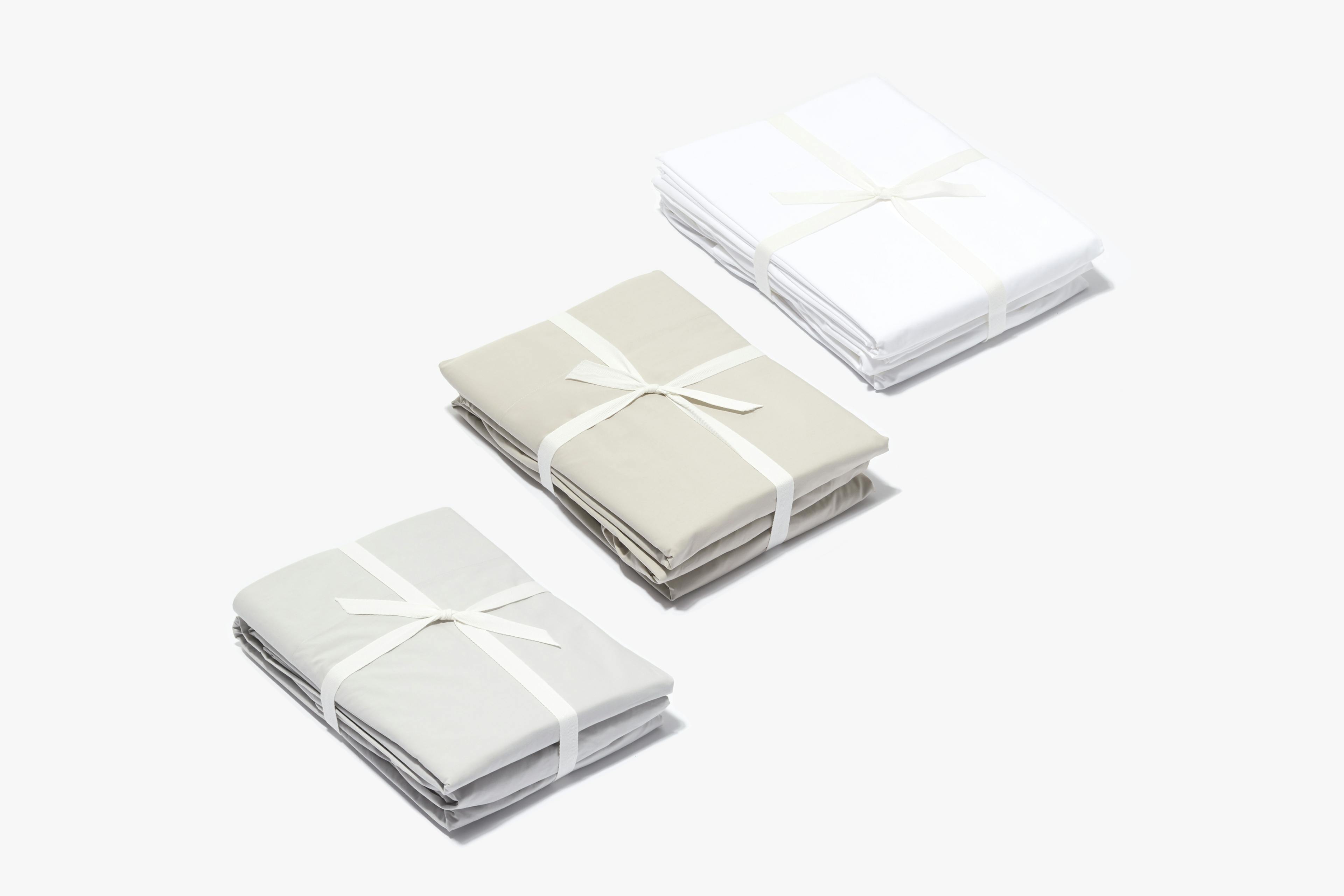 The Bed with White Percale Sheet Set